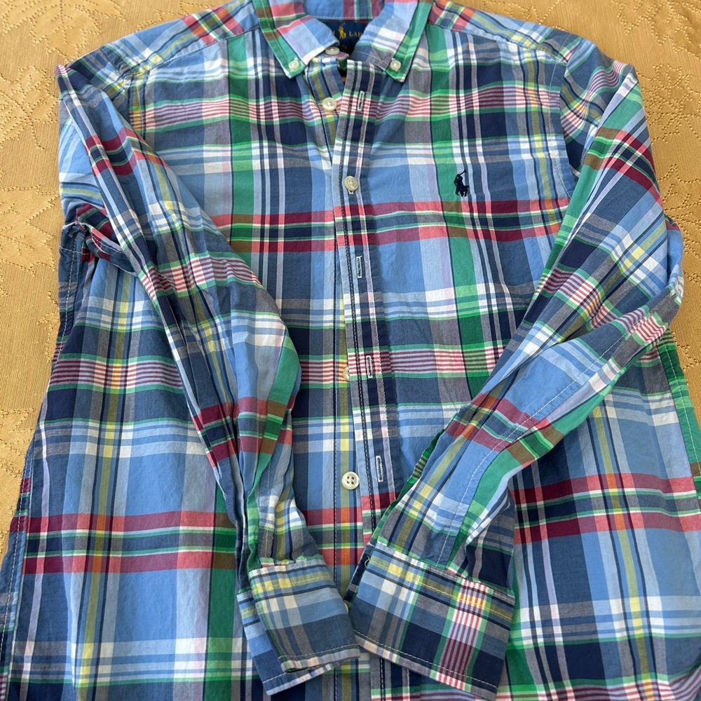 Ralph Lauren Boys Blue Green Red Plaid Shirt